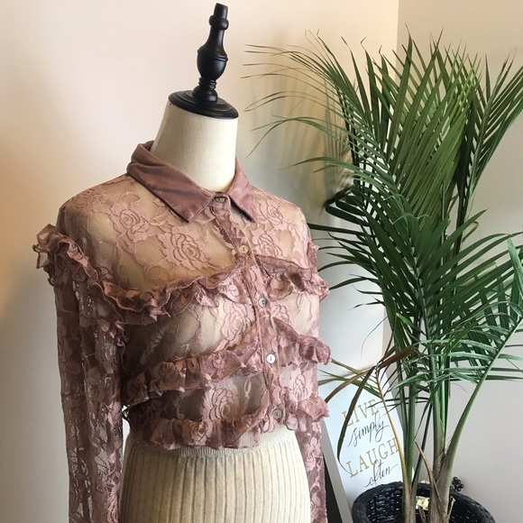 (CLEARANCE)Lace See Through Shirt - Picture 6 of 7